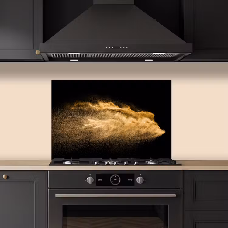 Spatscherm keuken - Zand - Goud - Zwart - Luxe - Kunst — 5