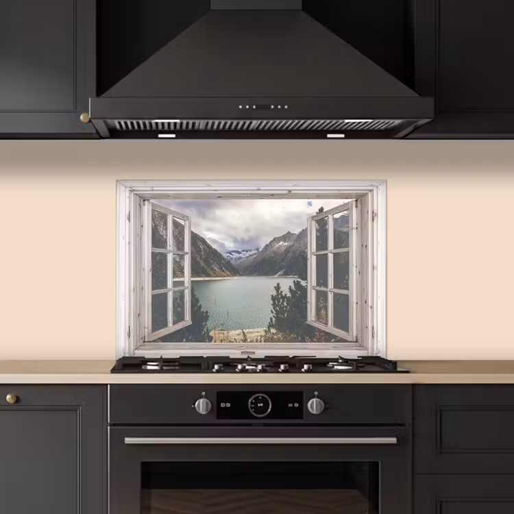 Spatscherm keuken - Doorkijk - Water - Berg — 5