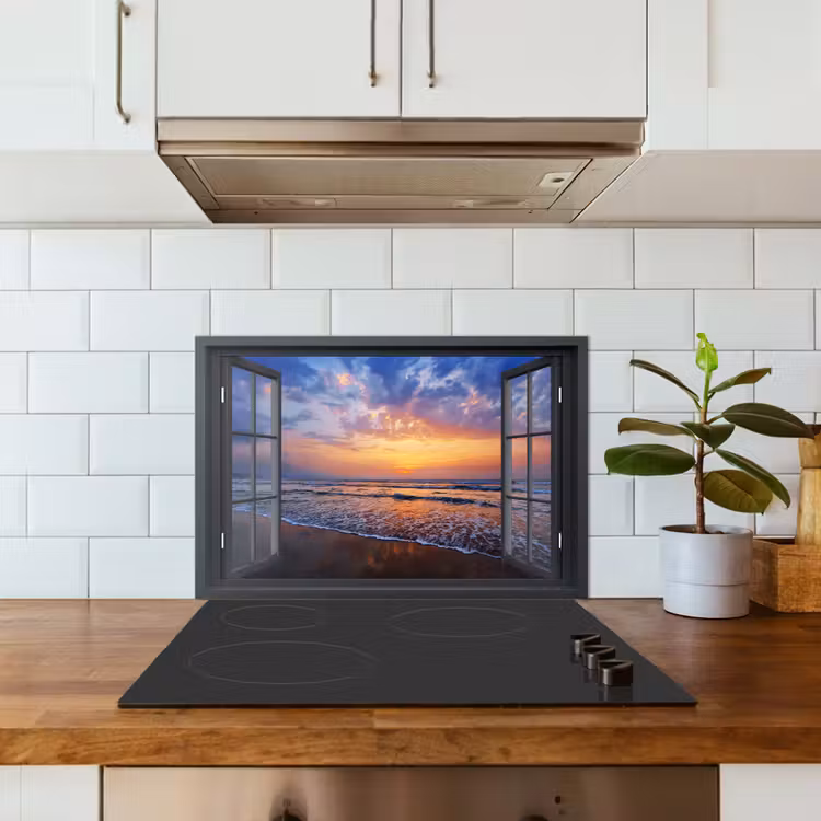 Spatscherm keuken - Doorkijk - Zee - Strand — 3