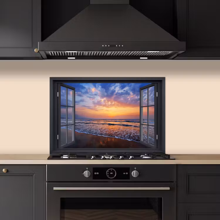 Spatscherm keuken - Doorkijk - Zee - Strand — 5
