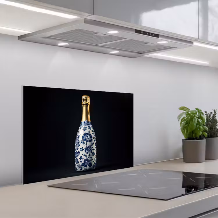 Spatscherm keuken - Champagne - Bloemen - Goud - Chique — 1