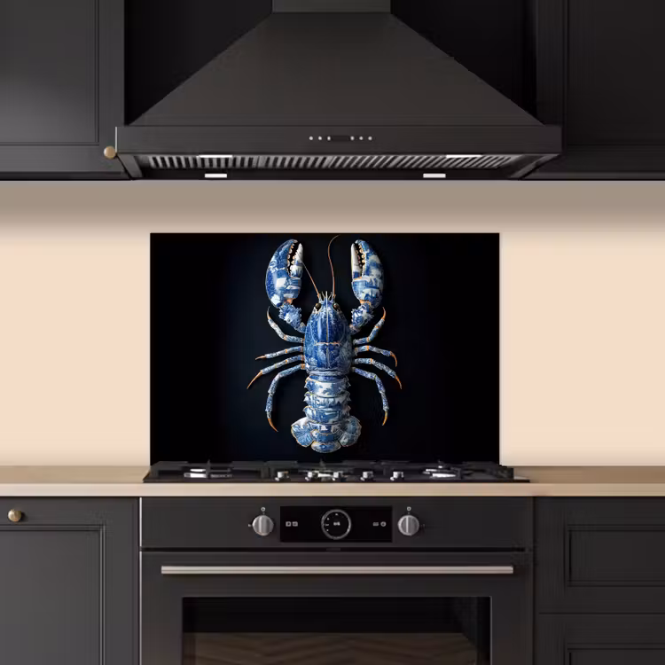 Spatscherm keuken - Kreeft - Delftsblauw - Schild - Stoer — 5