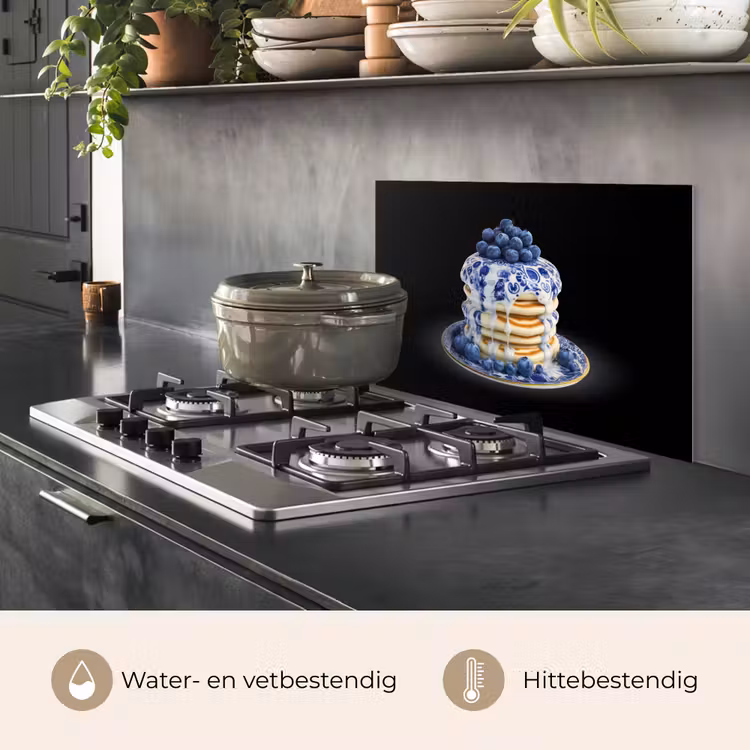 Spatscherm keuken - Pannenkoeken - Blauwe Bessen - Bord — 2