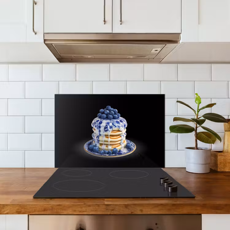 Spatscherm keuken - Pannenkoeken - Blauwe Bessen - Bord — 3