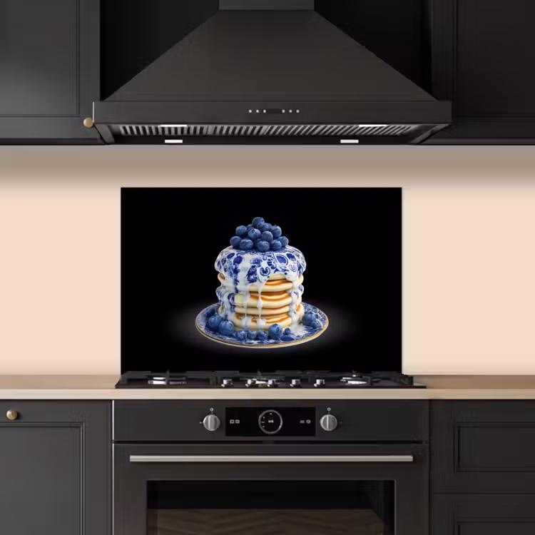 Spatscherm keuken - Pannenkoeken - Blauwe Bessen - Bord — 5