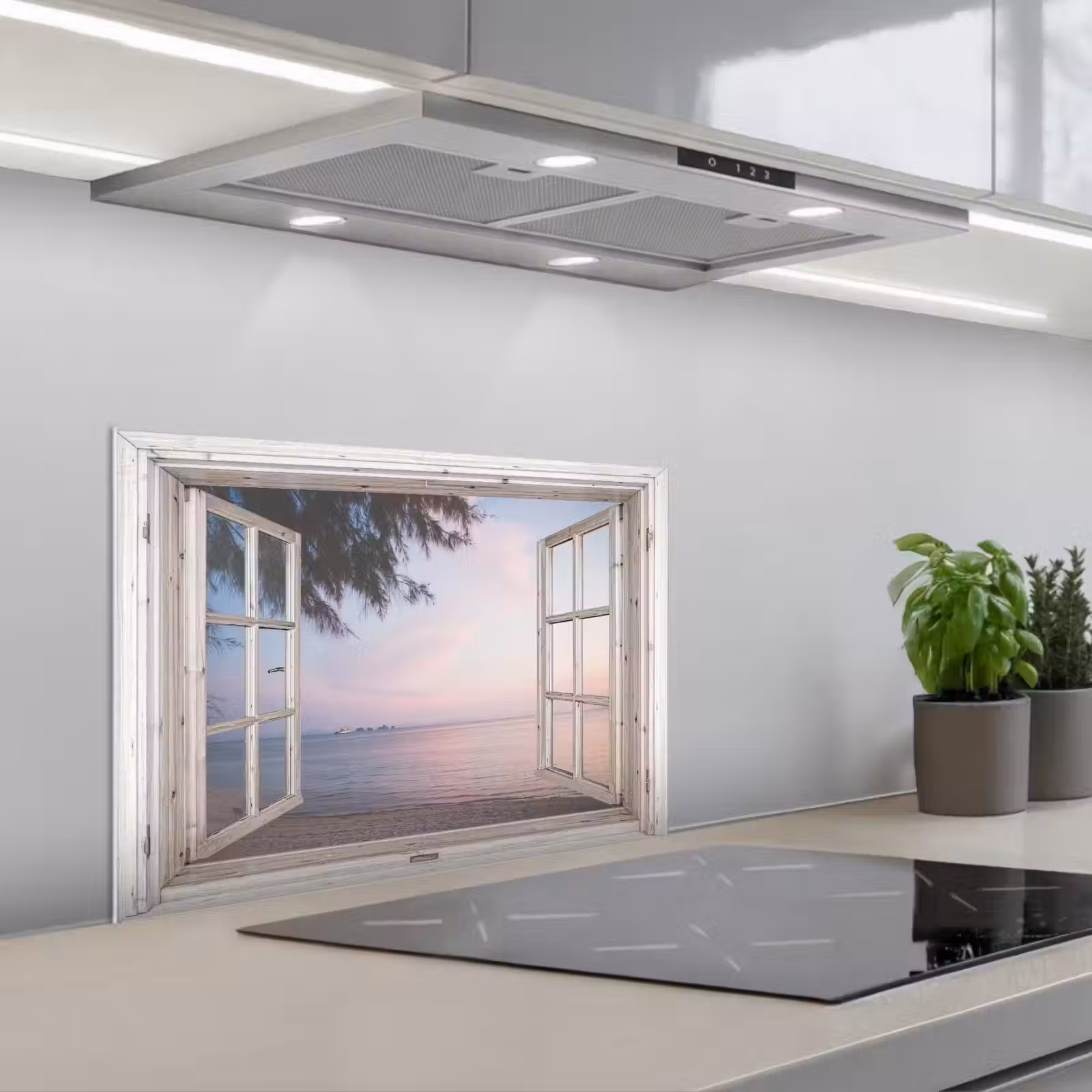 Spatscherm keuken - Strandzicht bij de Avondschemering — 1