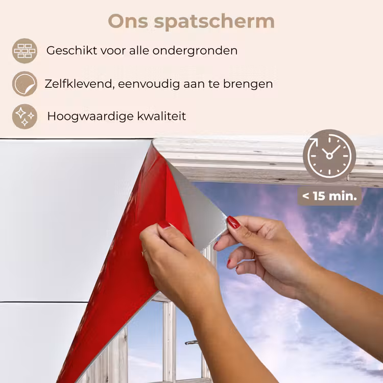 Spatscherm keuken - Raam met Zicht op Zonsondergang — 4