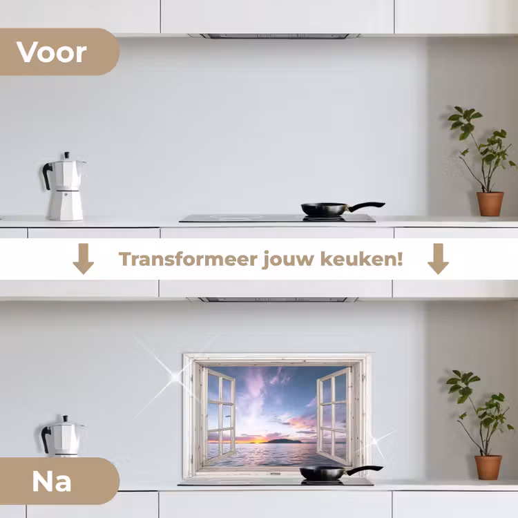 Spatscherm keuken - Raam met Zicht op Zonsondergang — 7