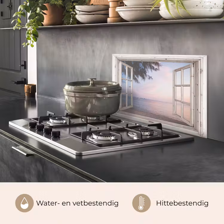Spatscherm keuken - Strandzicht bij de Avondschemering — 2