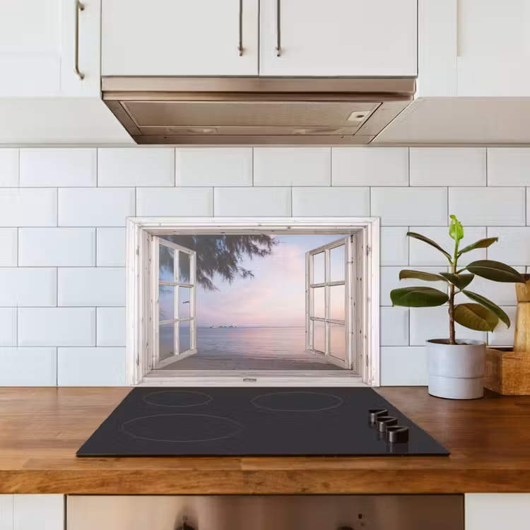 Spatscherm keuken - Strandzicht bij de Avondschemering — 3
