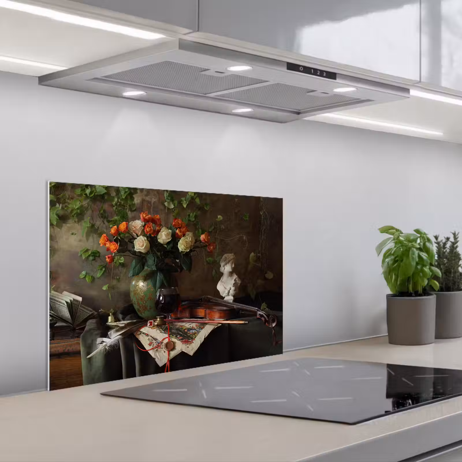 Spatscherm keuken - Bloemen - Viool - Stilleven — 1