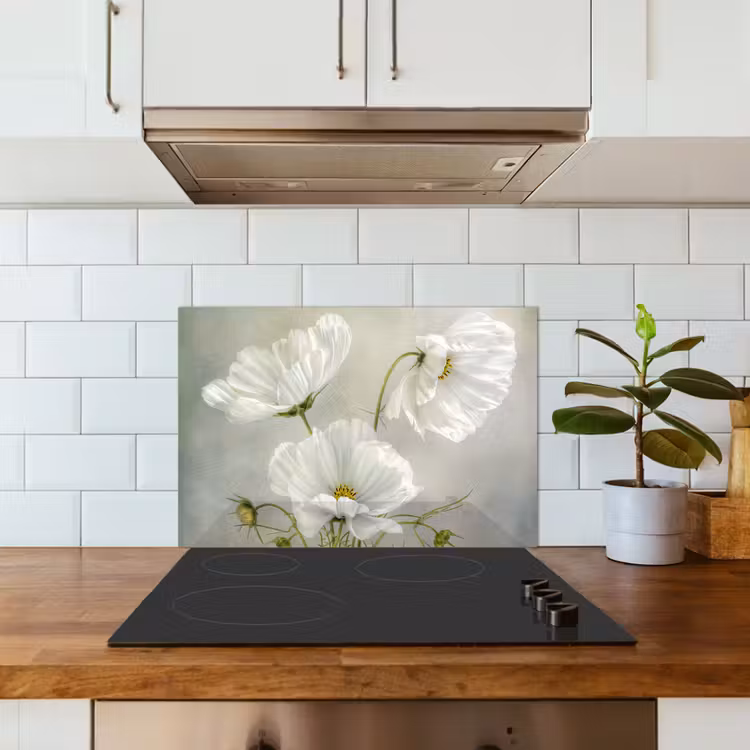 Spatscherm keuken - Bloemen - Stilleven - Klaproos - Wit - Botanisch — 3