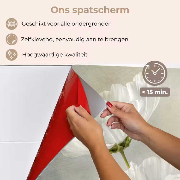 Spatscherm keuken - Bloemen - Stilleven - Klaproos - Wit - Botanisch — 4