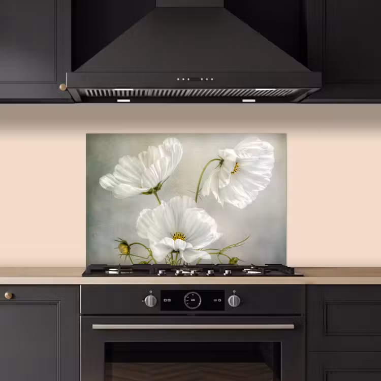 Spatscherm keuken - Bloemen - Stilleven - Klaproos - Wit - Botanisch — 5