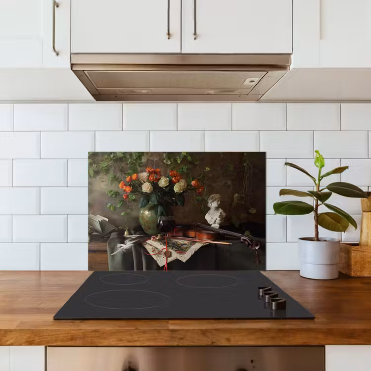 Spatscherm keuken - Bloemen - Viool - Stilleven — 3