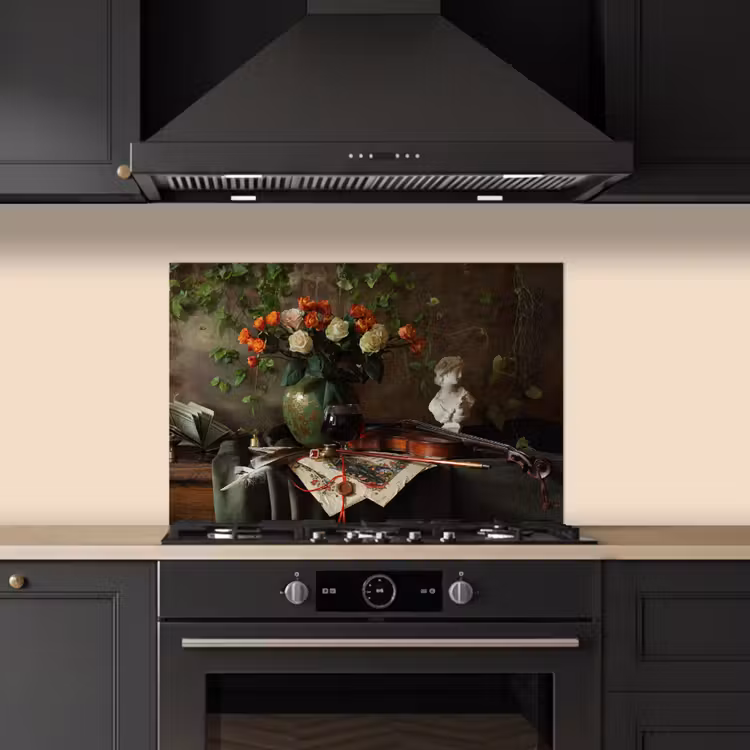 Spatscherm keuken - Bloemen - Viool - Stilleven — 5