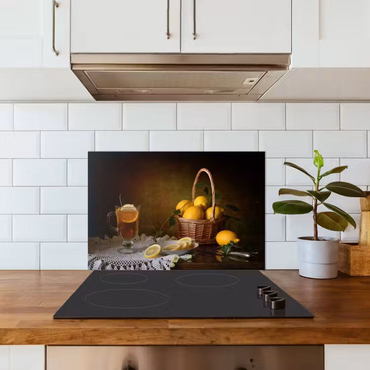 Spatscherm keuken - Stilleven - Thee - Citroen - Schilderij - Kunst — 3