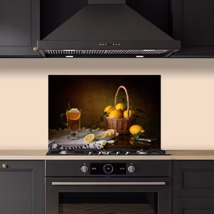 Spatscherm keuken - Stilleven - Thee - Citroen - Schilderij - Kunst — 5