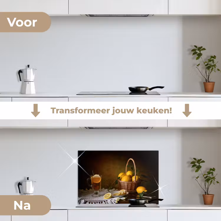 Spatscherm keuken - Stilleven - Thee - Citroen - Schilderij - Kunst — 7