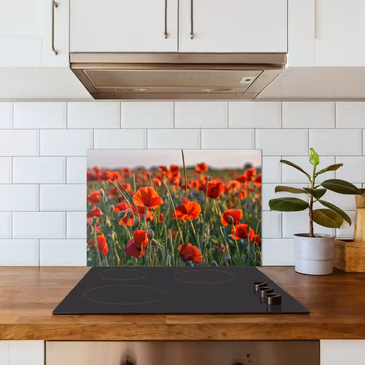 Spatscherm keuken - Bloemen - Klaprozen - Natuur - Rood — 3