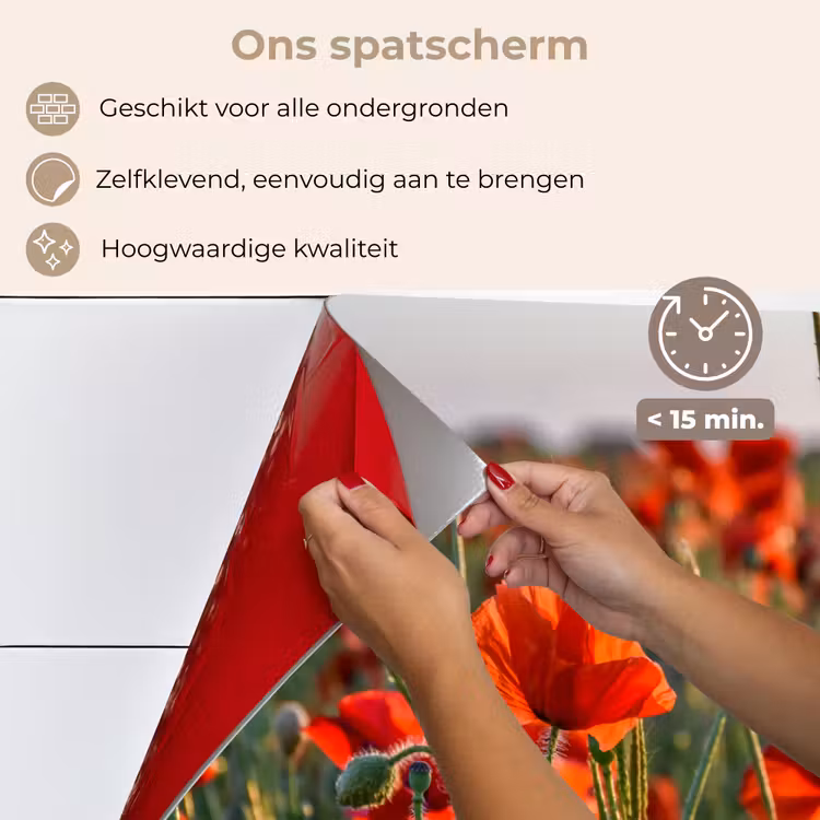 Spatscherm keuken - Bloemen - Klaprozen - Natuur - Rood — 4