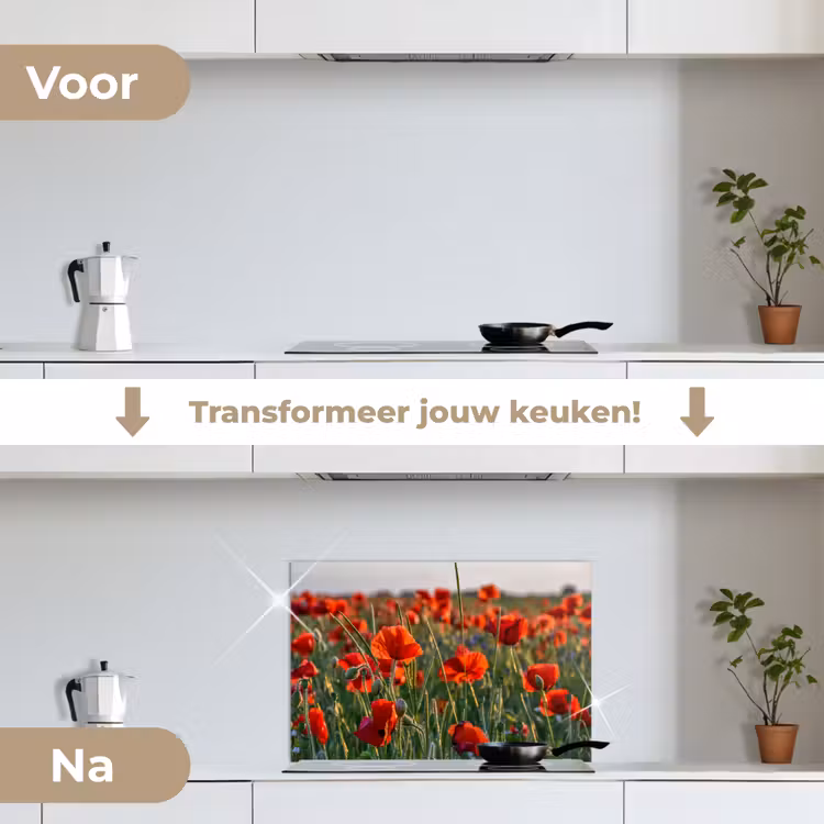 Spatscherm keuken - Bloemen - Klaprozen - Natuur - Rood — 7