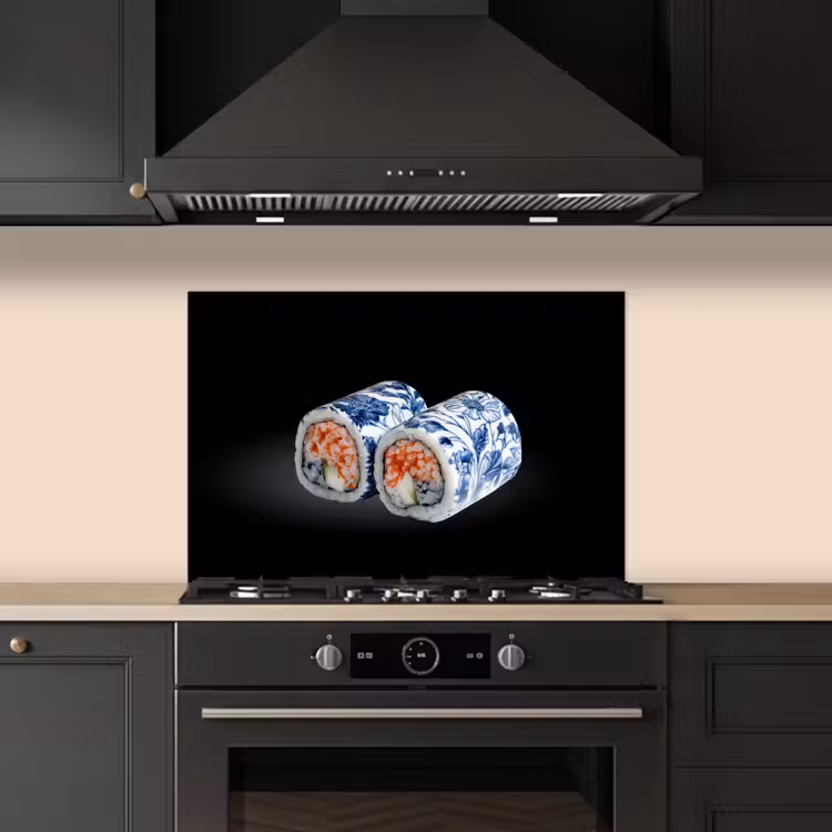 Spatscherm keuken - Sushi - Delfts blauw - Rijst - Vis - Elegant — 5