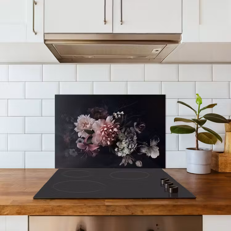 Spatscherm keuken - Bloemen - Vintage - Pastel - Roze - Wit — 3
