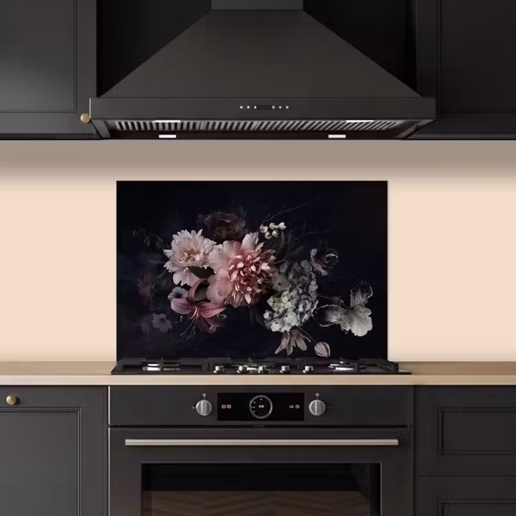 Spatscherm keuken - Bloemen - Vintage - Pastel - Roze - Wit — 5
