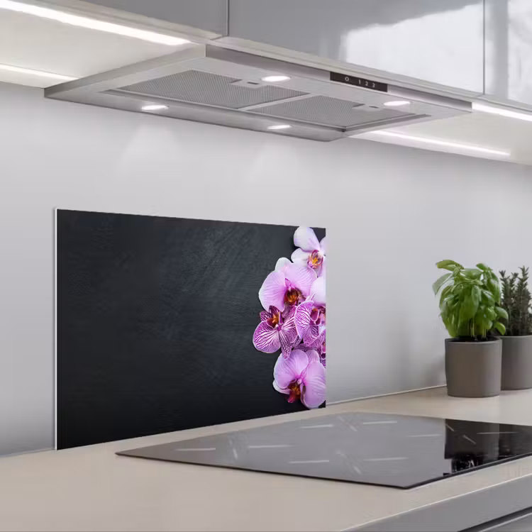 Spatscherm keuken - Orchidee - Bloemen - Roze - Flora — 1