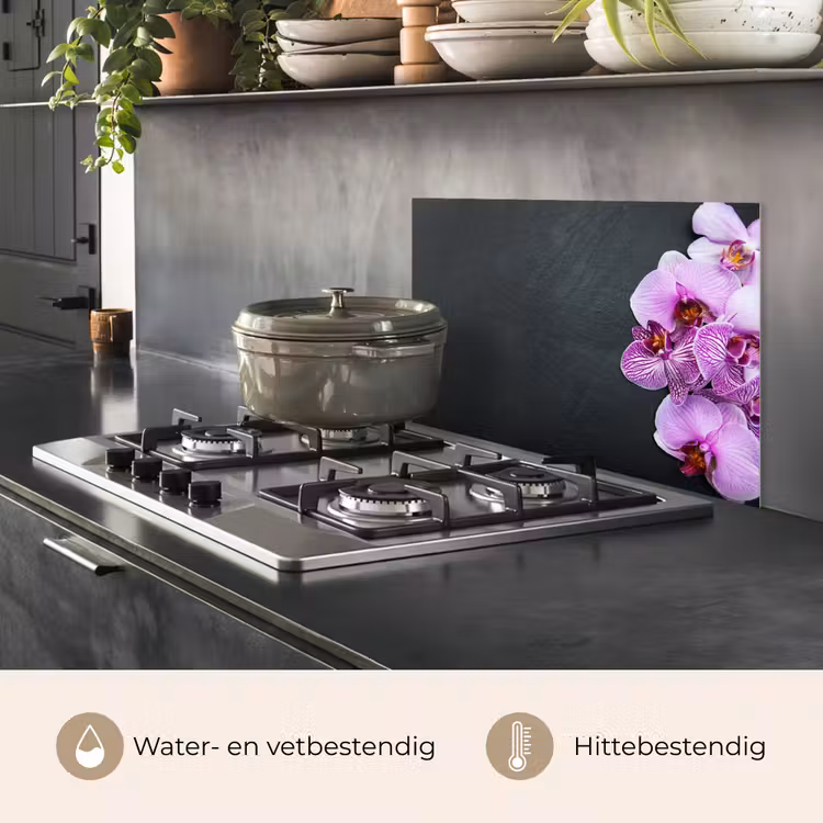 Spatscherm keuken - Orchidee - Bloemen - Roze - Flora — 2