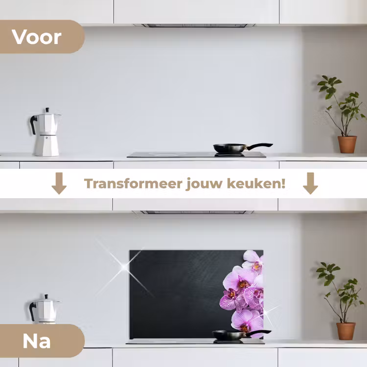 Spatscherm keuken - Orchidee - Bloemen - Roze - Flora — 7