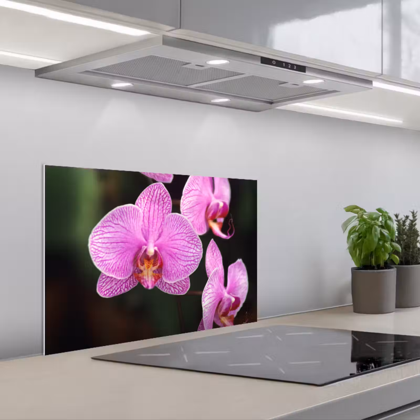 Spatscherm keuken - Roze orchidee — 1