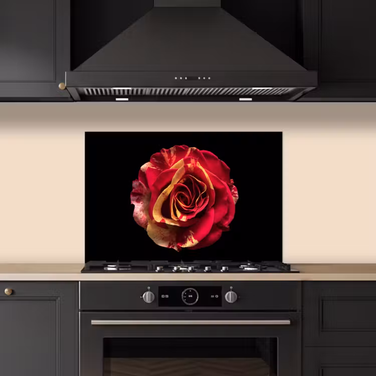 Spatscherm keuken - Bloem - Roos - Rood - Zwart — 5
