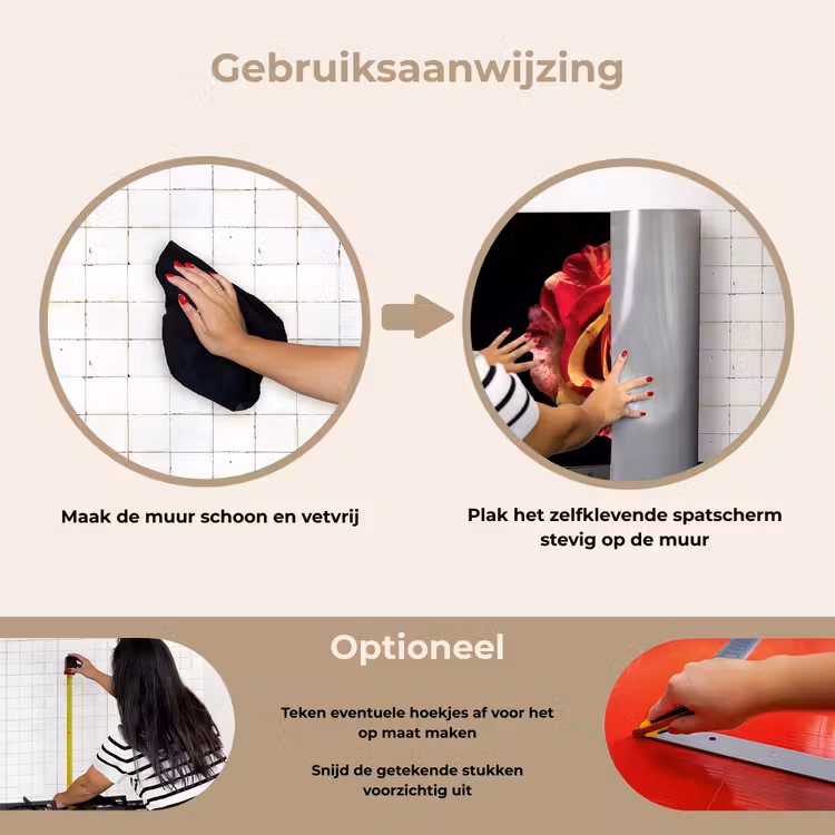 Spatscherm keuken - Bloem - Roos - Rood - Zwart — 6