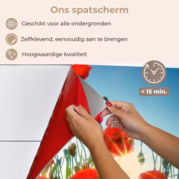 Spatscherm keuken - Klaprozen - Toscane - Zon - Rood - Blauw — 4