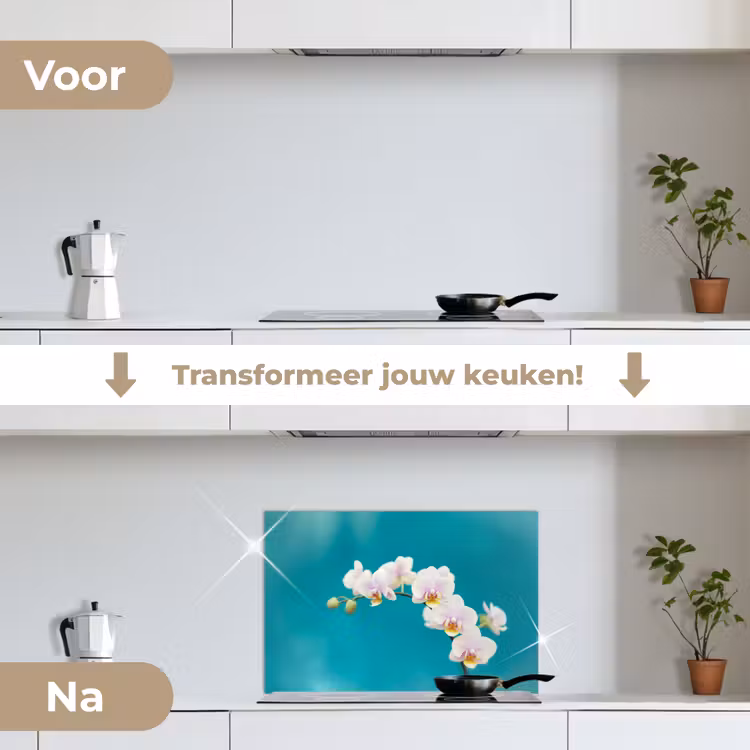 Spatscherm keuken - Orchidee - Bloemen - Plant - Wit - Paars — 7