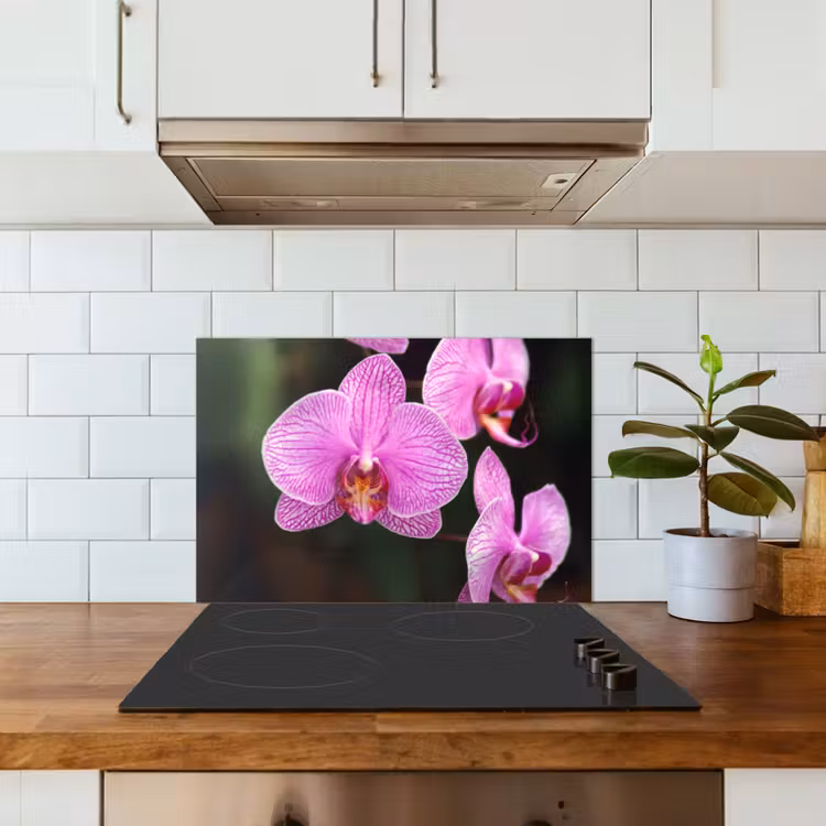 Spatscherm keuken - Roze orchidee — 3