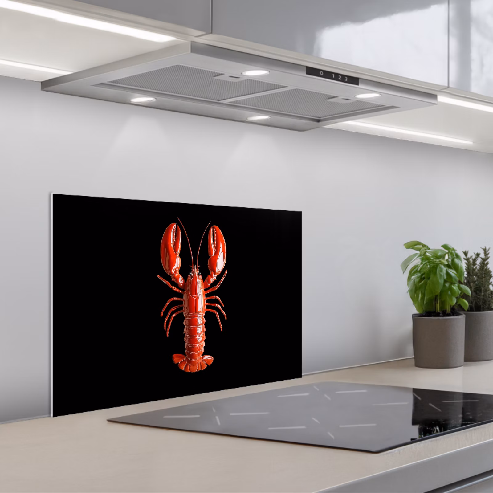 Spatscherm keuken - Kreeft - Glossier Rood - Zwart — 1