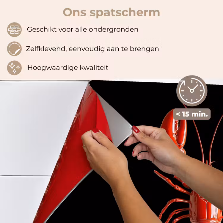 Spatscherm keuken - Kreeft - Glossier Rood - Zwart — 4