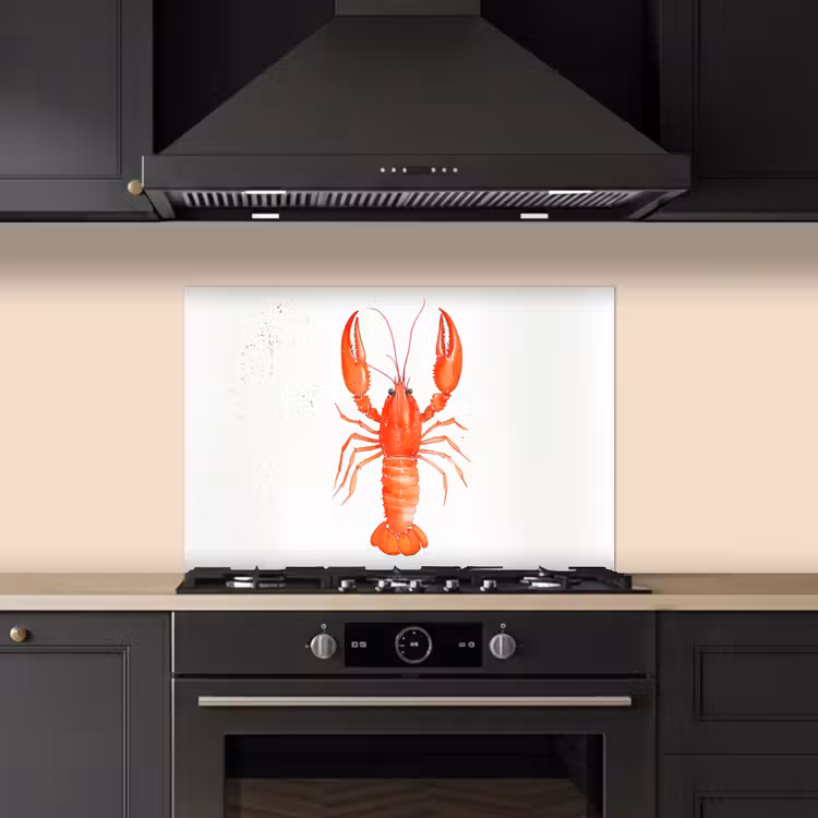 Spatscherm keuken - Kreeft - Waterverf - Aquarel - Oranje — 5