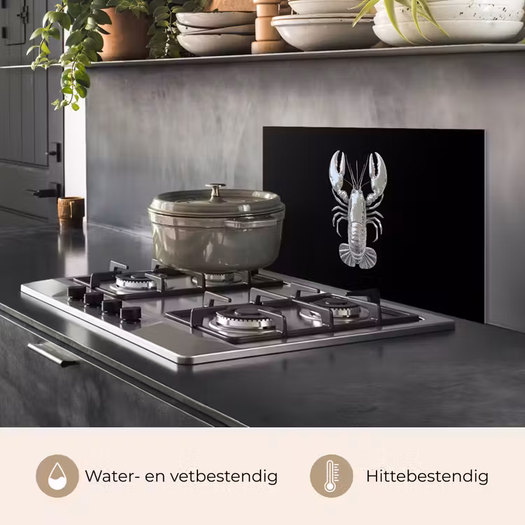 Spatscherm keuken - Kreeft - Zilver - Metallic - Luxe — 2