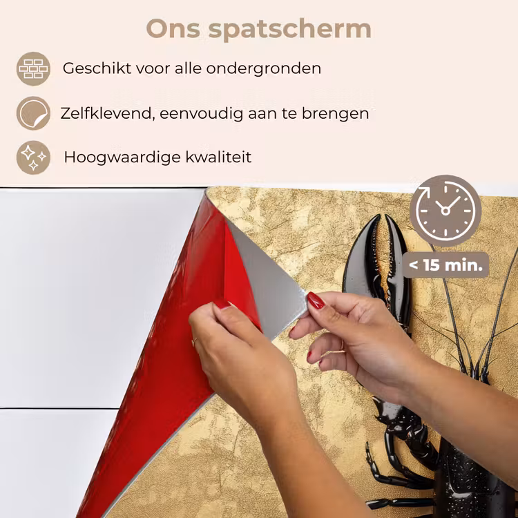 Spatscherm keuken - Kreeft - Zwart - Goud - Luxe — 4