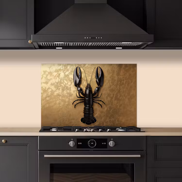 Spatscherm keuken - Kreeft - Zwart - Goud - Luxe — 5