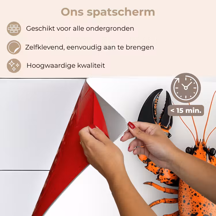 Spatscherm keuken - Kreeft - Zwart - Oranje - Wit - Uniek — 4