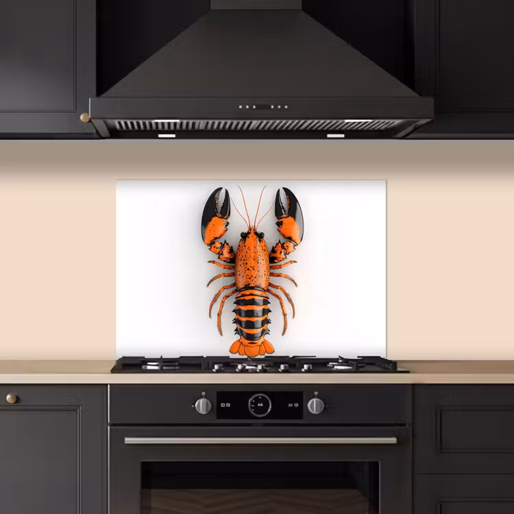 Spatscherm keuken - Kreeft - Zwart - Oranje - Wit - Uniek — 5