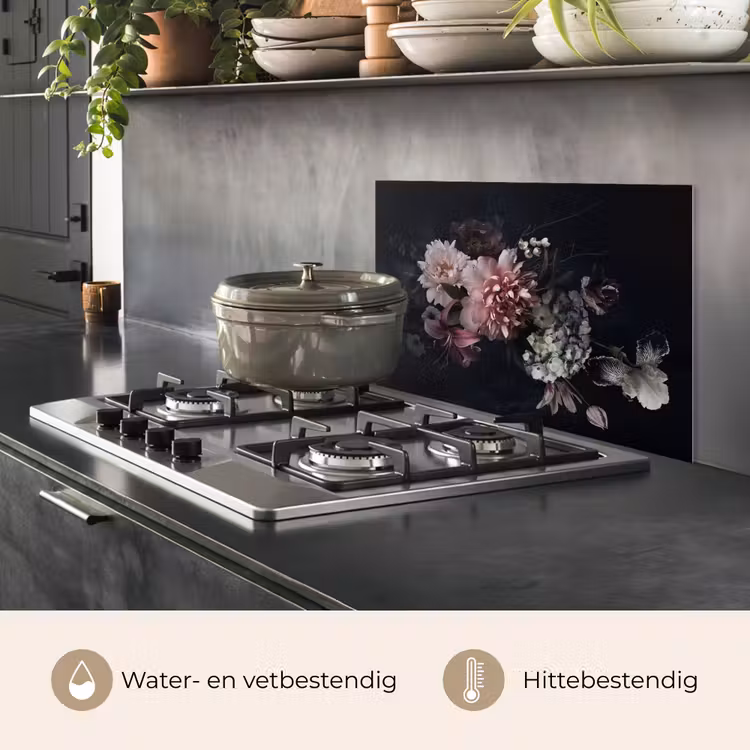 Spatscherm keuken - Nachtelijk Bloemenarrangement — 2