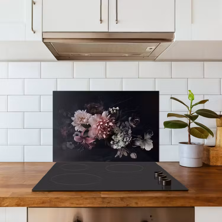 Spatscherm keuken - Nachtelijk Bloemenarrangement — 3