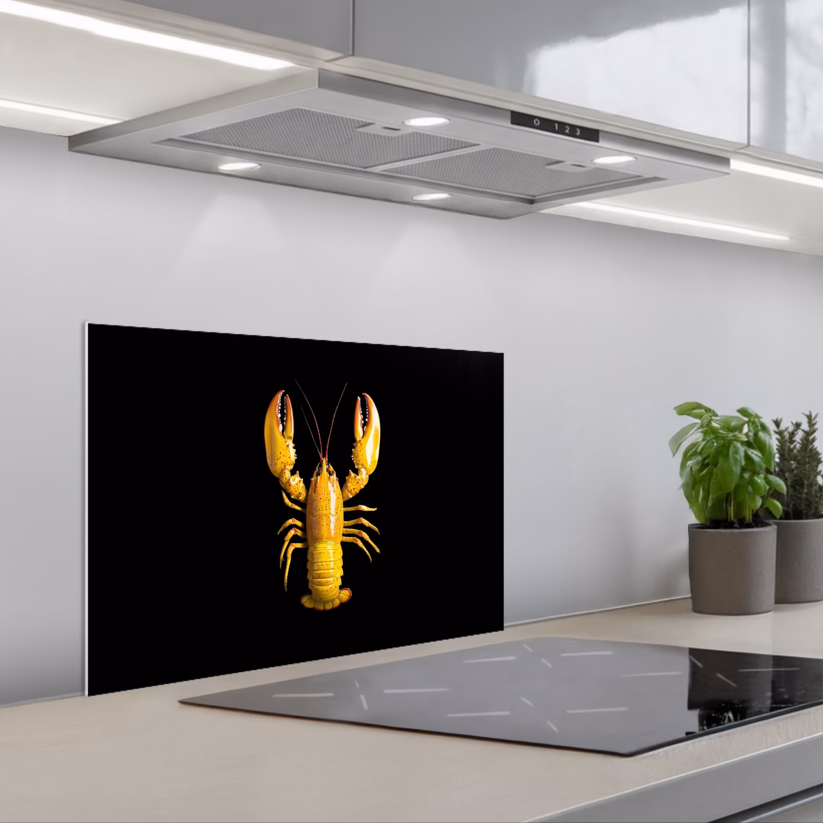 Spatscherm keuken - Kreeft - Geel - Stippen - Effen — 1