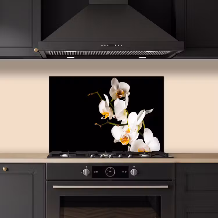 Spatscherm keuken - Contrastrijke Orchideeën — 5